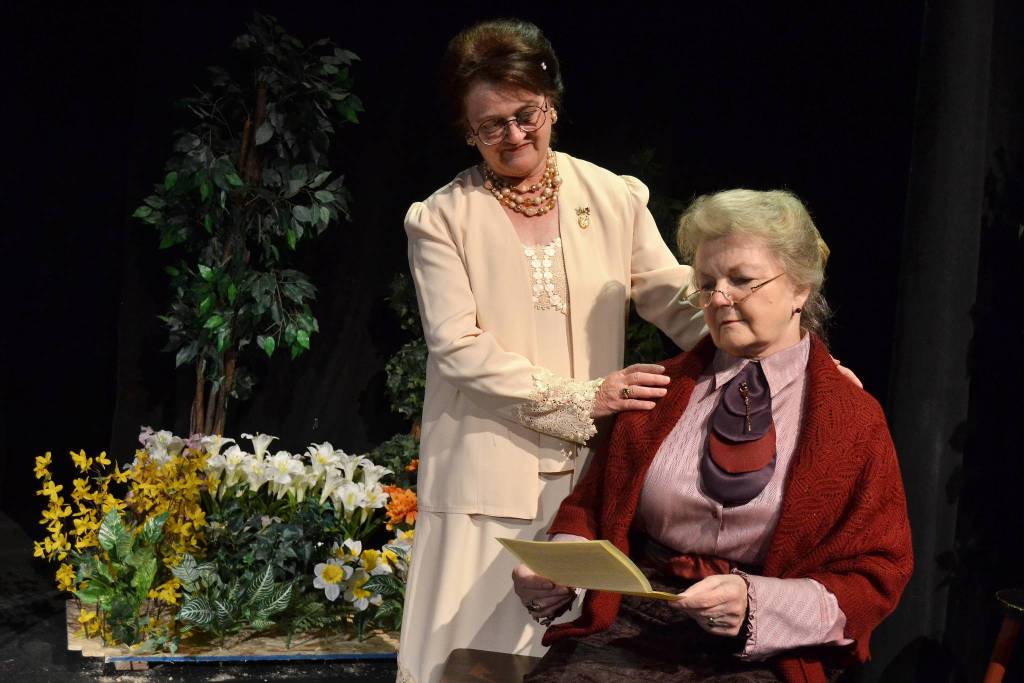 Della LaCour reads a letter with Sharon DelaBarre in OTAs next show Immigrant Garden – Letters. DelaBarre said despite being set in 1910, there are a lot of themes applicable to today. Sequim Gazette photo by Matthew Nash