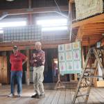 Cousins Hank Bigelow, left, and Bob Clark share stories about the Clark Barn on July 6.