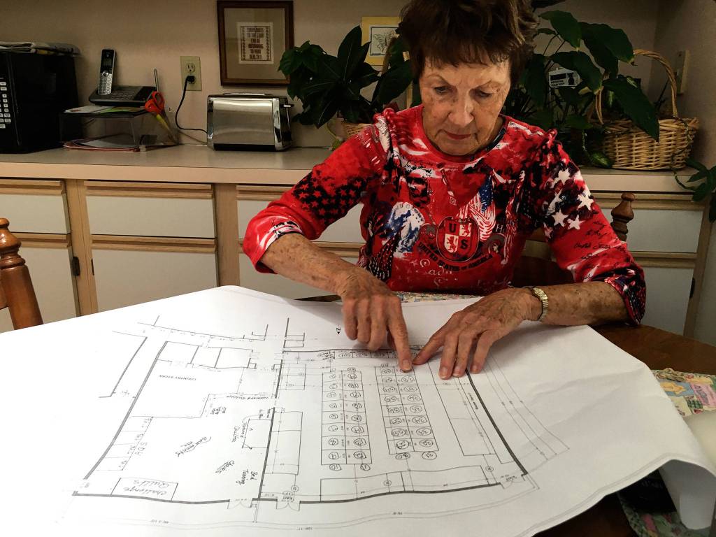 Plans are lined up already for the 2019 Sunbonnet Sue Quilt Clubs 33rd annual show in the Sequim Middle School. For a few years now, Karen Clatanoff has helped coordinate the hanging of quilts. Sequim Gazette photo by Matthew Nash