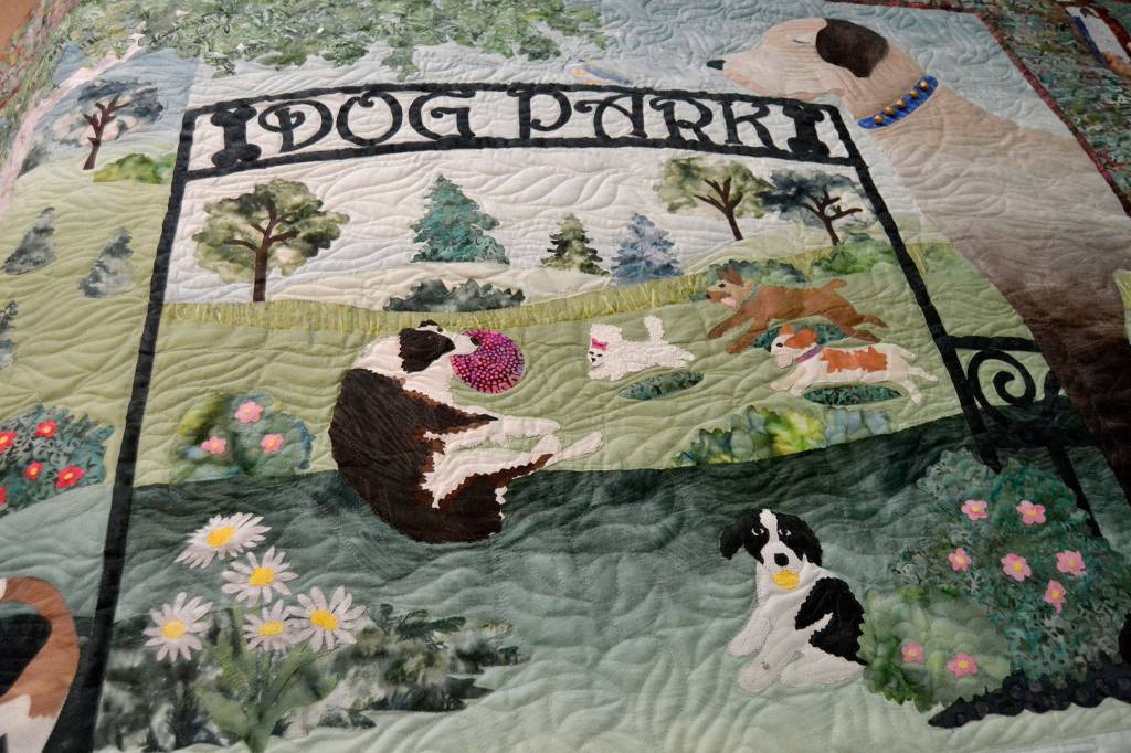 Dog Park won Karen Clatanoff a blue ribbon in 2015, and will go on display this weekend at the Sunbonnet Sue Quilt Clubs Quilt Show. Sequim Gazette photo by Matthew Nash
