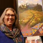 Debbie Harding with her work for Quilters at Olympic Theatre Arts Season Unveiling event in June. Photo submitted.
