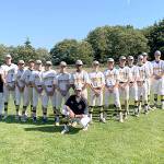 The Olympic Crosscutters qualified for the American Legion state A tournament this weekend with a weekend sweep over Stanwood. From left, assistant coach Anthony Koeninger, John Vaara, Trenton Indelicato, Colton Reed, Elijah Flodstrom, Parker Nickerson, Dalton Kilmer, assistant coach Nick Johnston, Elisha Dujue, Zane Glassock, Kole Acker, Hunter Robinson, Kellen Garcelon, Tanner Woodley, Nathan Seelye, Logan Urvina and head coach John Qualls.