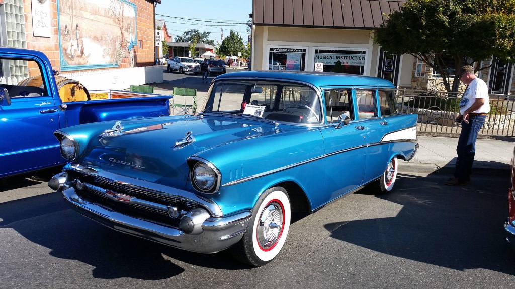 Chuck Livingston of Gardiner was one of 160-plus car owners to bring a classic car like his 1957 Chevy Station Wagon to Sequim Prairie Nights in 2018. Photo courtesy of Sequim Prairie Nights