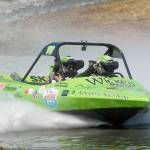 The sun came out and so did sprint boat fans as the race boats made their return to Extreme Sports Park on July 27  and got to cheer on a hometown favorite to a victory. The Wicked Racing No. 10 unlimited boat driven by Port Angeles Dan Morrison and navigated by his stepdaughter Cara McGuire posted the fastest lap time and advanced through elimination rounds to earn the win in the final in 41.423 seconds. The second sprint boat race at Extreme Sports Park is set for Saturday, Sept. 7. Photo by Keith Thorpe/Peninsula Daily News