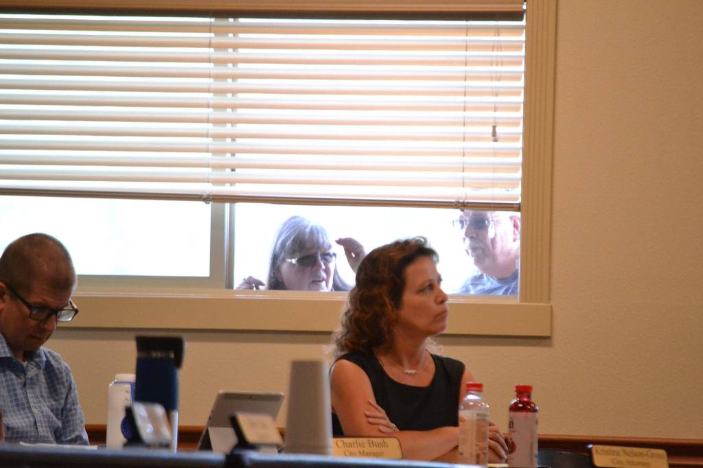 The Guy Cole Event Center was so full on July 29 for a forum on the Jamestown SKlallam Tribes proposed Medication-Assisted Treatment Center, that residents had to listen in through windows and stand in doorways. Sequim Gazette photo by Matthew Nash