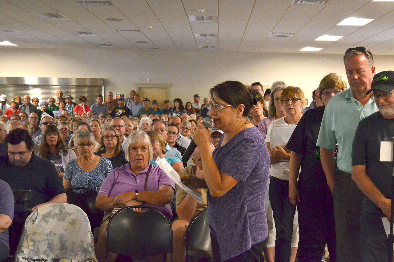 Wendy Goldberg, the first of more than 40 speakers Monday, said many people dont feel the Medication-Assisted Treatment (MAT) center is an ordinary clinic, and she wanted to know how the city could reclassify it so that it would require a conditional use permit and more oversight from the citys planning commission. Sequim Gazette photo by Matthew Nash