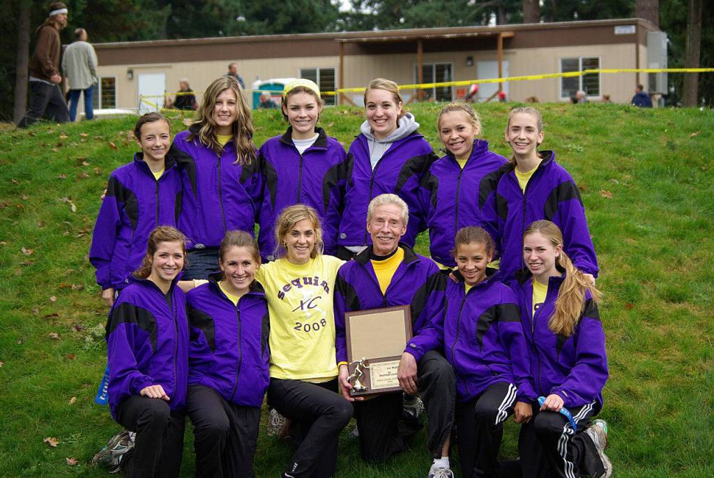 Harold Huff with SHS girls West Central District champions in 2008. Submitted photo