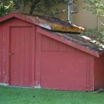 The Pioneer Memorial Park storage shed before Ian Thill and his crew of friends started removing the roof as part of his Eagle Scout project. The shed has changed little in the more than 30 years since it was built to serve as the parks pumphouse. Sequim Gazette photo by Conor Dowley