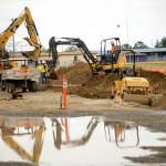 This week, Interwest Construction workers plan to complete underground utility work before moving onto sidewalk work along West Fir Street. Sequim Gazette photo by Matthew Nash