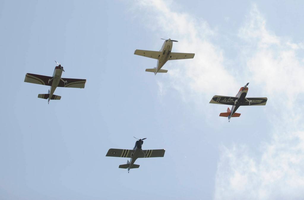 In formation, the Blackjacks of Arlington wow the crowd at the Olympic Peninsula Air Affaire and Sequim Valley Fly-In on Aug. 24. Sequim Gazette photo by Michael Dashiell