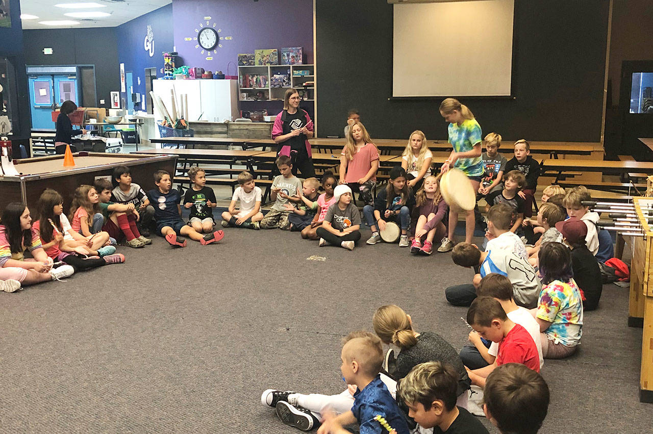 Boys & Girls Club morning campers enjoy a music theme and make music with their own marimbas and drums. Submitted photo