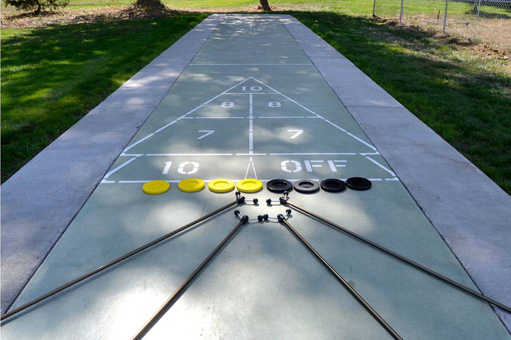 Equipment for shuffleboard and Bocce will be placed out for free use each day in Carrie Blake Community Park. Sequim Gazette photo by Matthew Nash