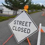 A portion of Maple Street between South Seventh and South Sixth Avenue remains closed until construction repairs begin in October to repave the road along with a few other portions of city streets on the eastern side of the City of Sequim. City staff said a water line broke on Maple Street causing the damage to the road. Sequim Gazette photo by Matthew Nash