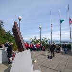 Clallam County Sheriffs Chaplain Ed Evans says a prayer during a ceremony in Port Angeles honoring public safety officials on the 18th anniversary of the 9/11 terrorist attacks Wednesday. (Jesse Major/Peninsula Daily News)                                Clallam County Sheriffs Chaplain Ed Evans says a prayer during a ceremony in Port Angeles honoring public safety officials on the 18th anniversary of the 9/11 terrorist attacks Wednesday. Photos by Jesse Major/Peninsula Daily News