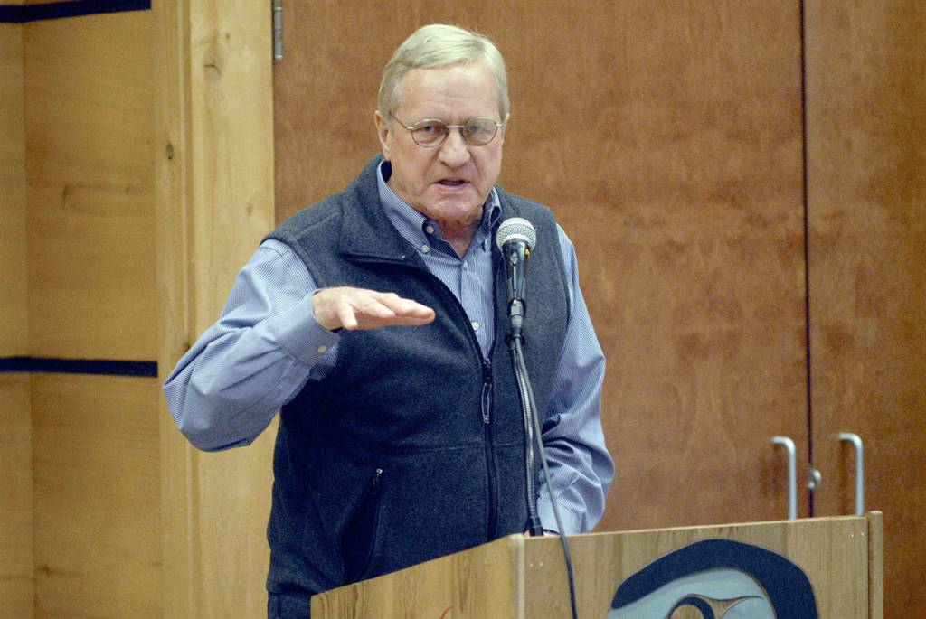 State Rep. Steve Tharinger speaks during a leadership conference at Peninsula College in Port Angeles last week. Photo by Keith Thorpe/Peninsula Daily News
