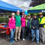 Sequim Wheelers volunteers (from left) Michele Fraker, Bob Fitton, Grant Rollins, Nicole Lepping, Leslie Turner, Marcia Wesesky and Norm Hieger take part in a Sept. 18 fundraiser at Discovery Memory Care. Submitted photo