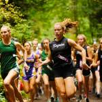 Port Angeles Lauren Larson, right, and Sequims Riley Pyeatt finished 1-2 in an Olympic League meet at Robin Hill County Park on Sept. 25. Sequim Gazette photo by Michael Dashiell