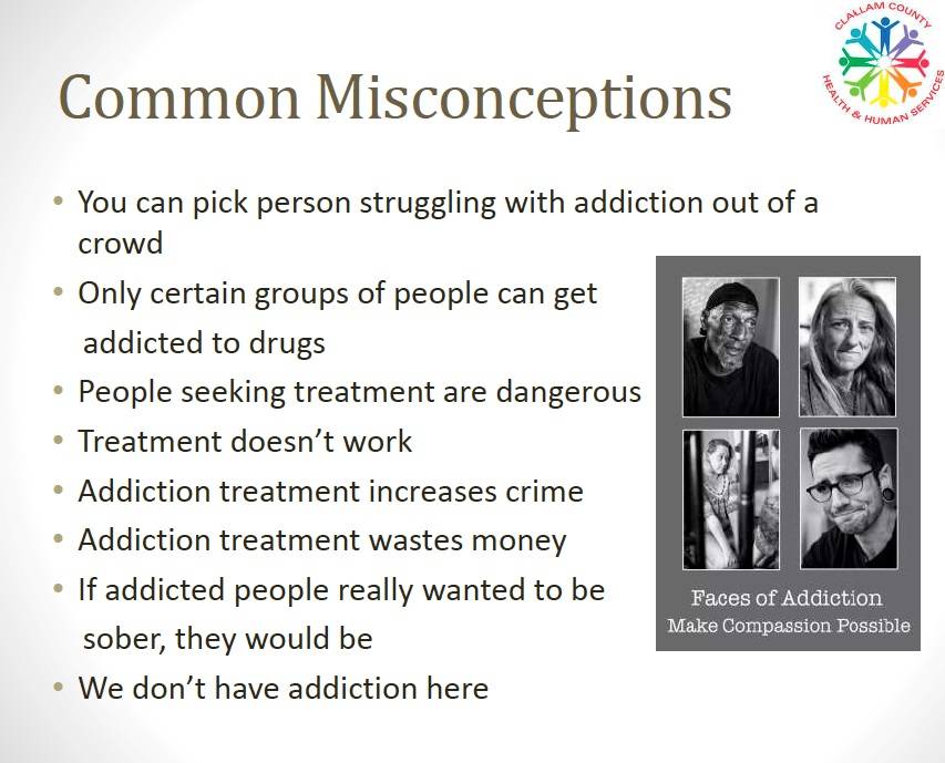 At a Sept. 24 League of Women Voters forum, Clallam County Health Officer Dr. Allison Unthank presented the following misconceptions to a crowd of about 40 people. Slide courtesy of Dr. Allison Unthank