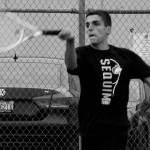 Nico Zingaro returns a serve in the second set of his match against North Kitsaps Chris Schuchart on Sept. 25, which he would win 6-2 to win the match. Zingaro was Sequims only undefeated player on the week, not dropping a single set in three matches. Sequim Gazette photo by Conor Dowley