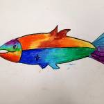 Art by Adison Skaarer, a fifth-grade student in Brittney Rothwells class at Helen Haller Elementary School, as part of a follow-up lesson to a visit to the Dungeness River Festival. Photo by Saxon Holt
