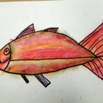 Art by Austin Francis, a fifth-grade student in Brittney Rothwells class at Helen Haller Elementary School, as part of a follow-up lesson to a visit to the Dungeness River Festival. Photo by Saxon Holt