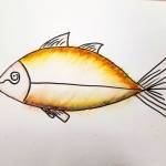 Art by Elizabeth Howard, a fifth-grade student in Toni Vincents class at Helen Haller Elementary School, as part of a follow-up lesson to a visit to the Dungeness River Festival. Photo by Saxon Holt