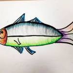 Art by Leila Sanderson, a fifth-grade student in Ton Vincents class at Helen Haller Elementary School, as part of a follow-up lesson to a visit to the Dungeness River Festival. Photo by Saxon Holt