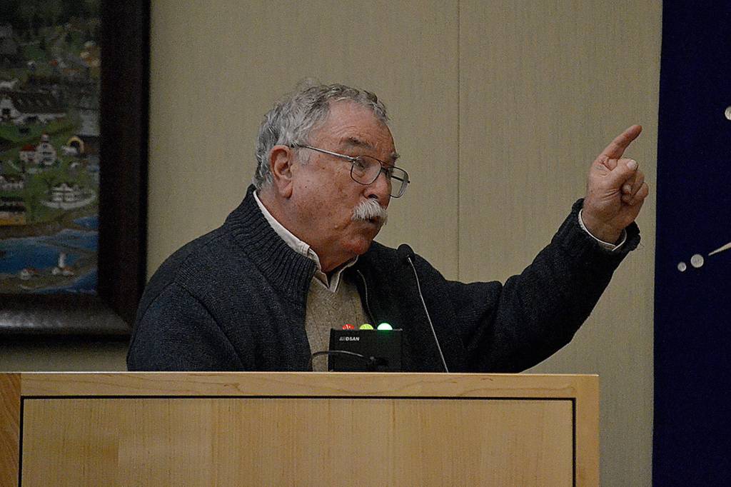 MAT proponent Tim Wheeler said Monday that everyone is responsible for the health of the area including its residents. We must not point fingers, question their morality. They need our help and we should be proud we are stepping forward to help those who need help, he said. Sequim Gazette photo by Matthew Nash