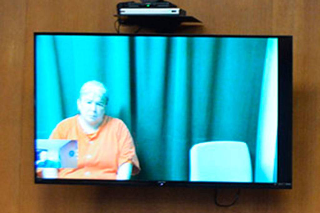 Larisa Dietz appears in Clallam County Superior Court on Oct. 14. She remains in Clallam County jail and faces charges of attempted second-degree murder and first-degree assault. Photo by Rob Ollikainen/ Peninsula Daily News