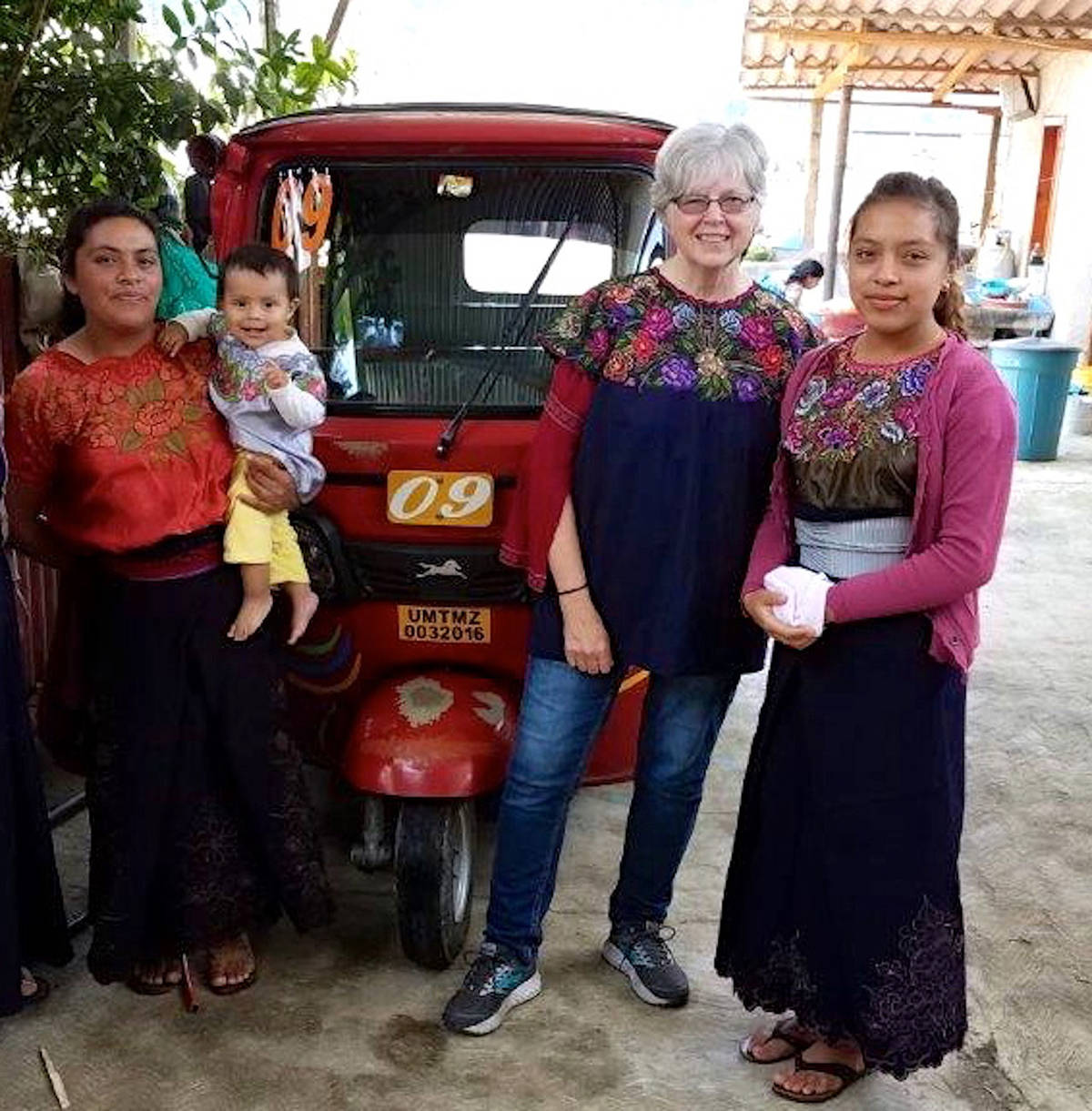 Sequims Judith Pasco, second from right, met with Zinacantan, Mexico, residents Teresa, with baby Azucena, and Erika earlier this year. Pasco is cofounder of the Mujeres de Maiz Opportunity Foundation, which hosts its annual dinner and auction this Saturday, Nov. 2, at the Sequim Masonic Hall. Photo courtesy of Judith Pasco/Mujeres de Maiz