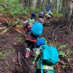 Children participate in a hike as part of one of Olympic Nature Experiences programs. The organization recently received a $5,000 grant from the Benjamin N. Phillips Memorial Fund. Photo courtesy of Olympic Nature Experience