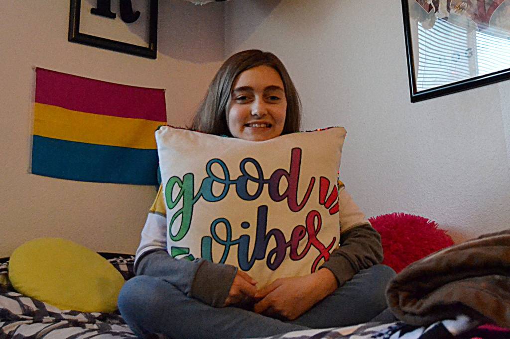 Following the loss of her father in October, River Jensen plans to continue her project to bring toiletry bags to those in-need in the area. Its her fourth year creating the bags, and she intends to do it through high school. Sequim Gazette photo by Matthew Nash