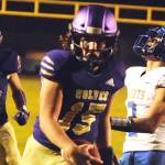 Taig Wiker celebrates as he crosses the goal line for his fourth rushing touchdown of the night in the Sequim Wolves 36-21 win against the Bremerton Knights on Nov. 1. Sequim Gazette photo by Conor Dowley