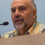 Jim Stoffer, pictured speaking during a League of Women Voters forum in October for the candidates for Sequim School Board, position 3, won reelection on Nov. 5. Olympic News Group file photo by Jesse Major