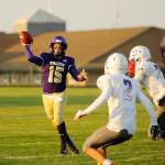 Sequims Taig Wiker was named the 2019 All-Olympic League Offensive MVP after throwing for 1,155 yards and 13 touchdowns, and running for 440 yards and 13 scores this season. Sequim Gazette file photos by Michael Dashiell
