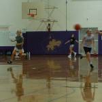 The Sequim Wolves girls basketball varsity players, including pictured from left Jayla Julmist, Hannah Wagner, Jessica Dietzman, Melissa Porter and Kali Wiker, run drills during a pre-season practice on Nov. 21. Sequim Gazette photo by Conor Dowley