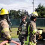 Captain Marc Lawson with Clallam County Fire District 3 works with recruits in 2016. Next year, fire district leaders look to add four more line staff bringing the total to 39 in 2020. Sequim Gazette photo by Michael Dashiell