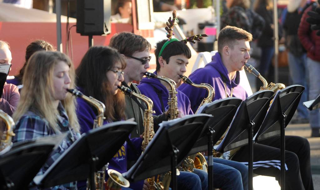 Sequim High Schools jazz band performs holiday classics for the Home Town Holiday event attendees on Nov. 30. Sequim Gazette photo by Michael Dashiell