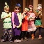 The Fall Jellybeans class strikes silly poses after their stage performance. Pictured, from left, are Banyan Nelson, Ellie Grace Hannam, Egan Owie, Josie Basset and Alana Polizzi. Photo courtesy of Olympic Theatre Arts
