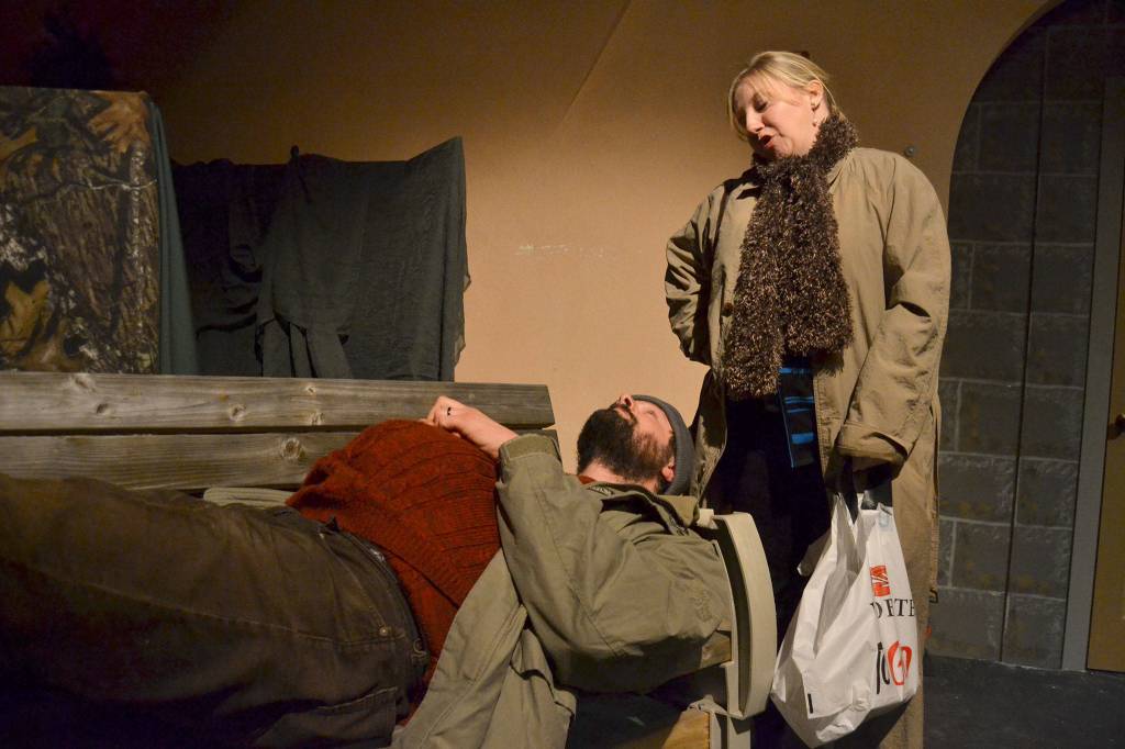 OTAs Another Night Before Christmas shares a reality for many adults at Christmas that depression and loneliness exist, say cast members E.J. Anderson III and Christy Holy. It looks at what it means to be an adult and alone at the holidays, Anderson said. Sequim Gazette photo by Matthew Nash