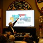 Brent Simcosky, the Jamestown SKlallam Tribes health services director, explains the layout of the tribes proposed medication-assisted treatment (MAT) facility. Sequim Gazette photos by Michael Dashiell