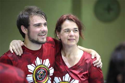 Sam Manders and Kathrin Sumpter look on as results are announced at the Cacoy Cañete Doce Pares World Invitational Tournament & Gathering in Cebu City, Philippines. File photo courtesy of Kathrin Sumpter