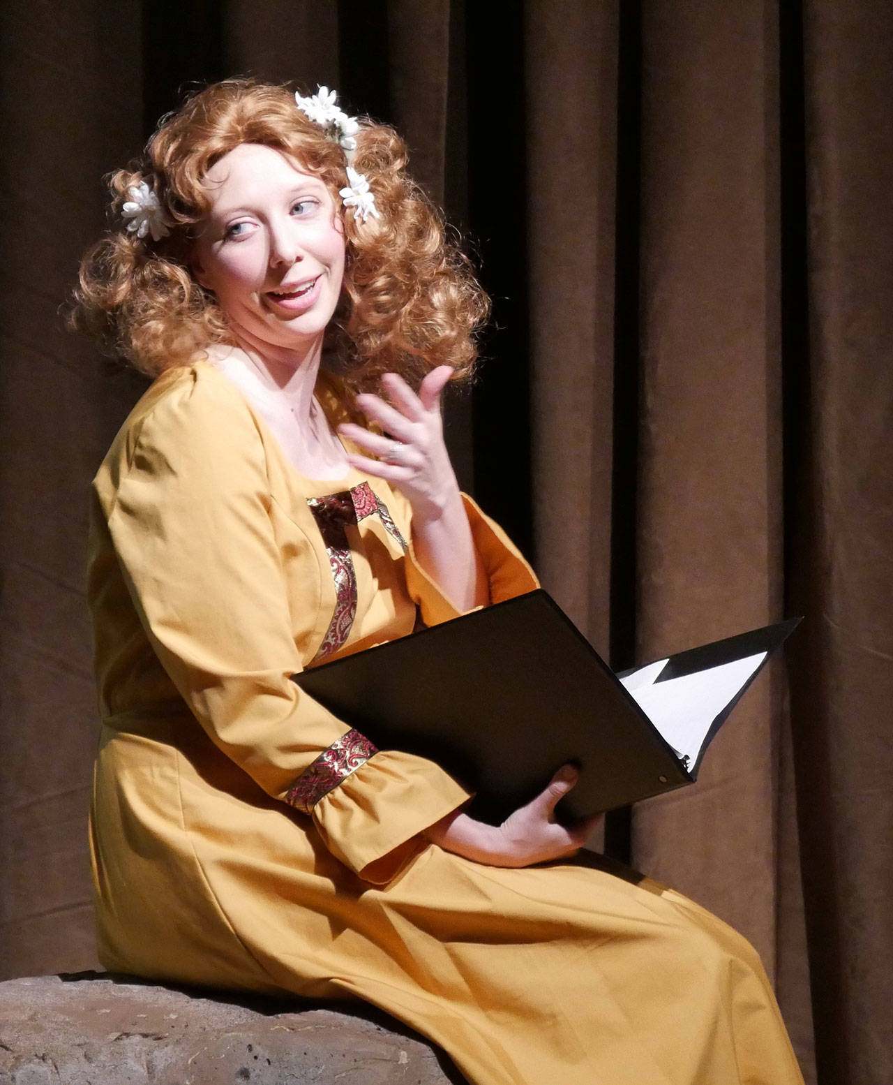 Liz Duval strikes a pose in OTAs production of Shakespeare on Love in 2018. Auditions for the Shakespearean Renaissance Faire take place at 6 p.m. on Thursday, Jan. 16, in OTAs Gathering Hall. Photo courtesy of Olympic Theatre Arts