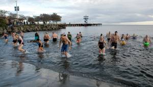 Taking the plunge: About 100 start new year with Hollywood Beach splash