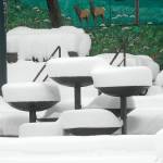 A mantle of snow buries the Conrad Dyar Memorial Fountain on Wednesday morning in downtown Port Angeles. Photo by Keith Thorpe/Olympic Peninsula News Group