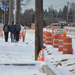 With schools closed much of last week due to inclement weather, so did construction on the West Fir Street Rehabilitation Project. City staff announced on Jan. 13 that the project will finish before school lets out sometime between late April and late May. Sequim Gazette photo by Matthew Nash