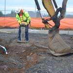 Crewmen with Interwest Construction cover an irrigation pipeline along Second Avenue on Jan. 20. City staff estimate the West Fir Street Rehabilitation Project finishing sometime between late April and late May depending on weather conditions. Sequim Gazette photo by Matthew Nash