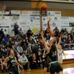 Sequims Jayla Julmist, right, puts up a shot in the first half against Port Angeles on Jan. 18. Julmist had 12 first half points but left the game early in the third quarter with an injury. Sequim Gazette photo by Michael Dashiell