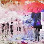 Figures in the rain by Marilynn Evans, a featured artist at the Blue Whole Gallery in 
February. Submitted art