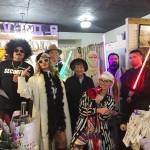 Suspects in the First Friday Art Walk January Whodunnit Downtown?  The Case of the Disco Trophy Hustle game include, from left, Brian St. Ours, CaptainCrystal Stout, Jeff Perry, Emily Westcott, Michelle Noonan, Scotland Noonan and Matthew Gomez, and Lara Starcevich in front. Submitted photo